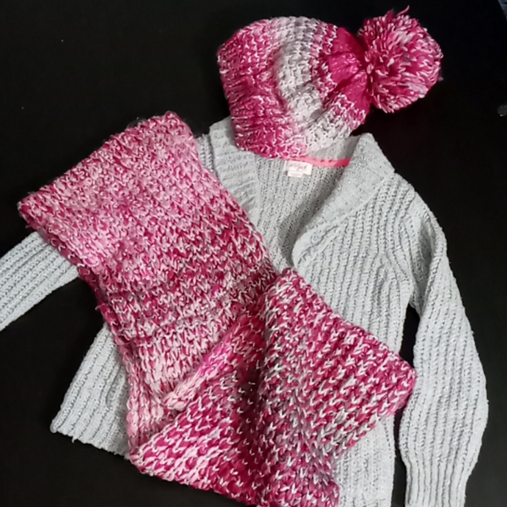 Winter knit sweater/ scarf/hat